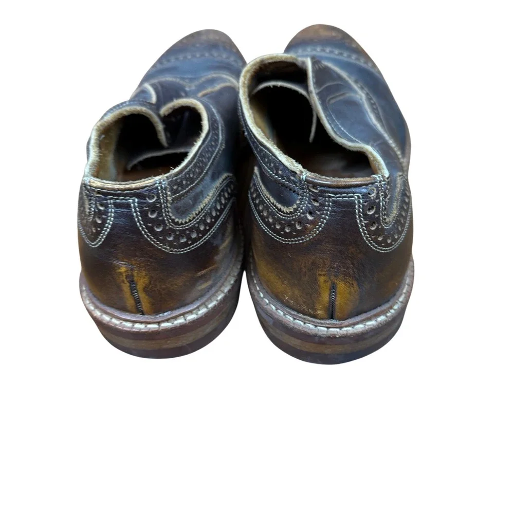 Allen Edmonds Strandmok Oxford Mens 9.5 D Brown Leather Brogue Cap Toe 4027